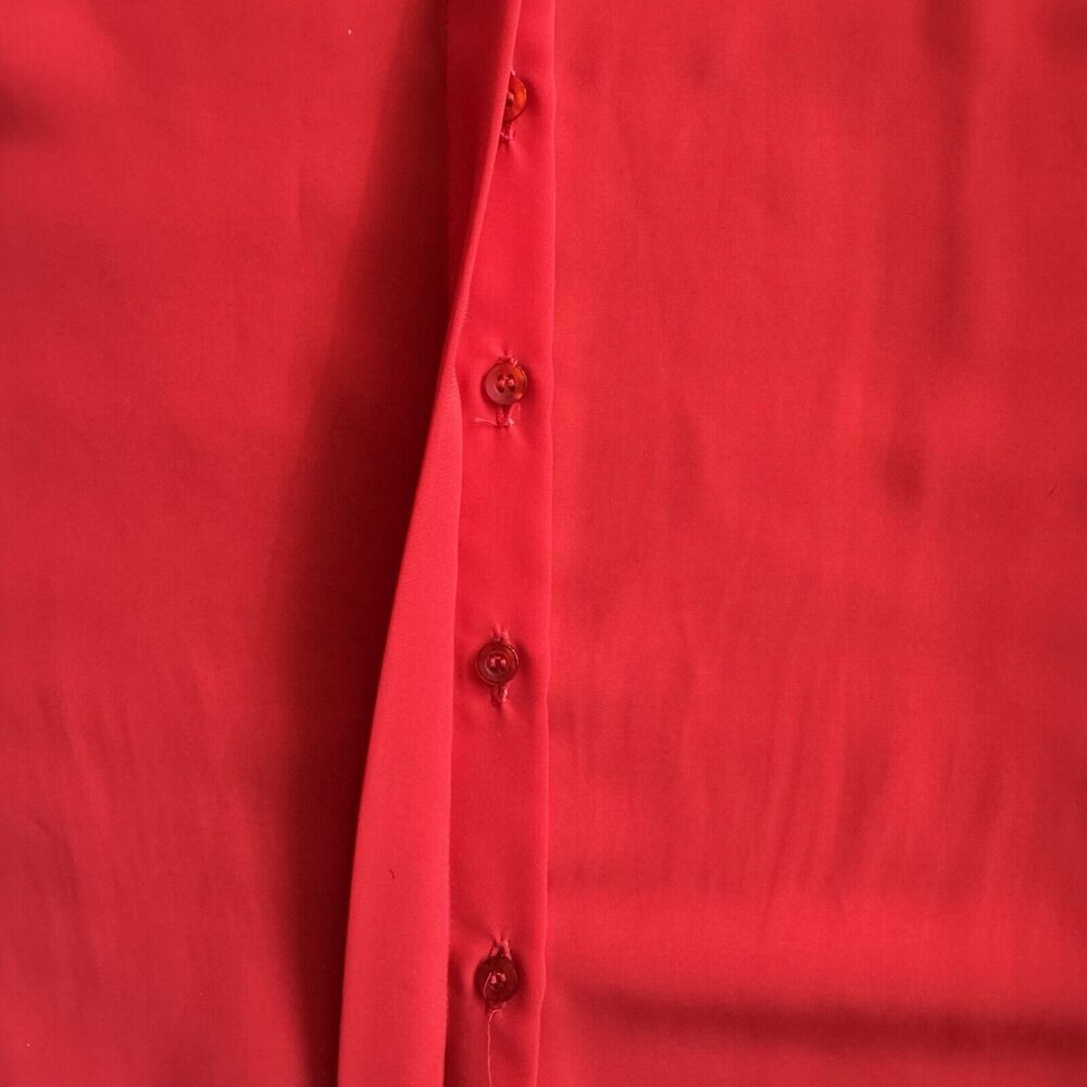 Vintage Red Sheer Blouse Mock Neck Size 10 - Picture 8 of 12